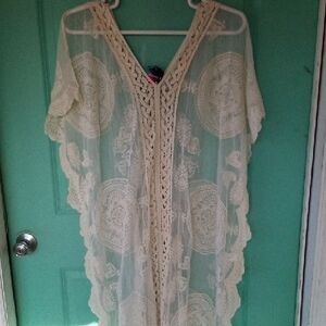Elegant Cream Lace Swim Coverup